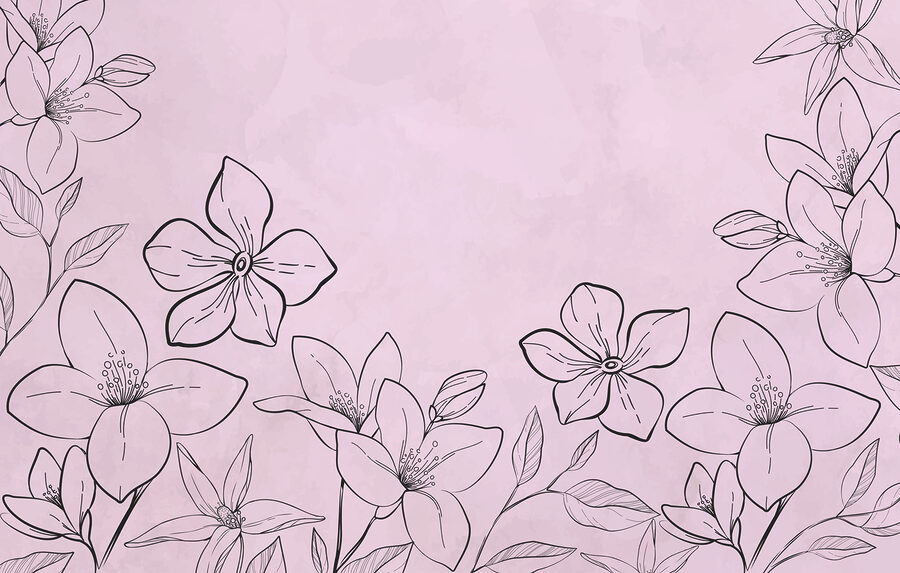 Dibujo de flores sobre fondo rosa