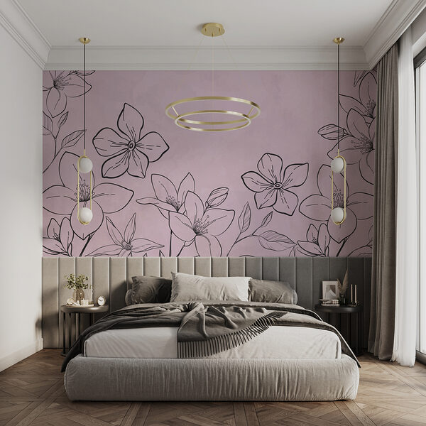 Dibujo de flores sobre fondo rosa Dibujo de flores sobre fondo rosa