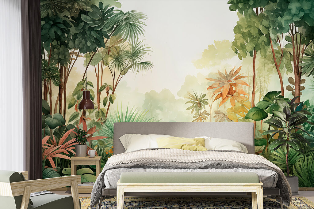 Watercolor painting of a forest