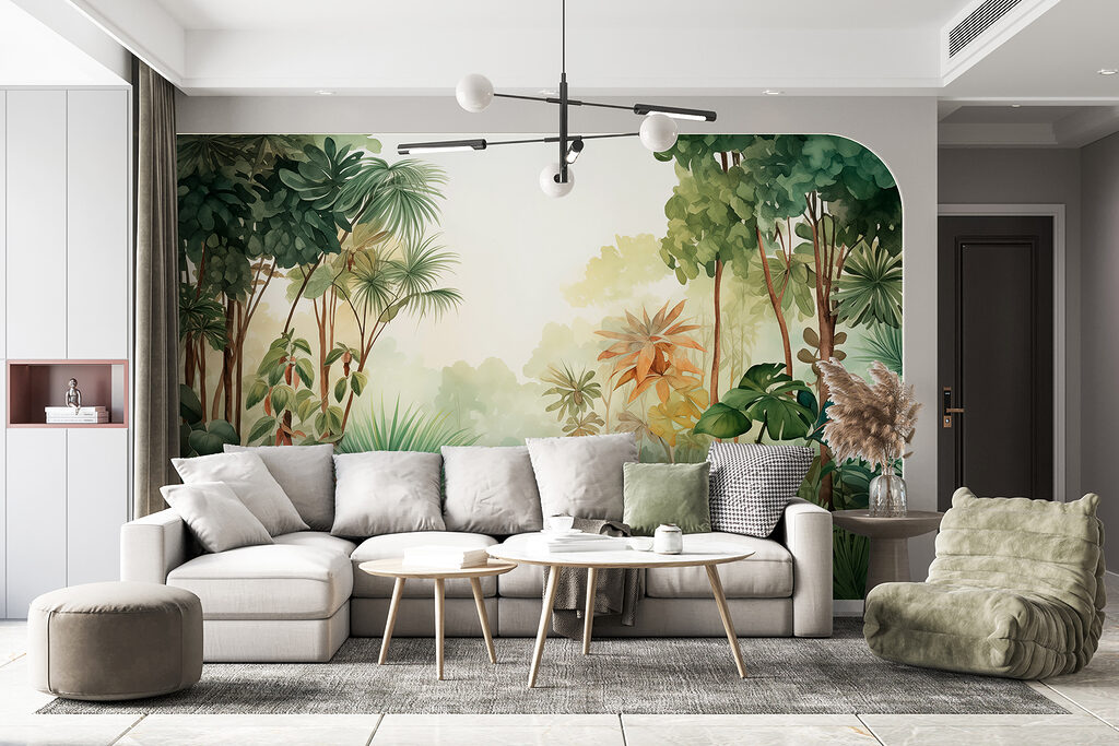 Watercolor painting of a forest