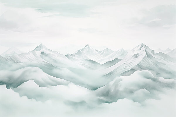 Mountain range with clouds