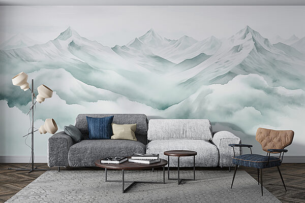 Mountain range with clouds