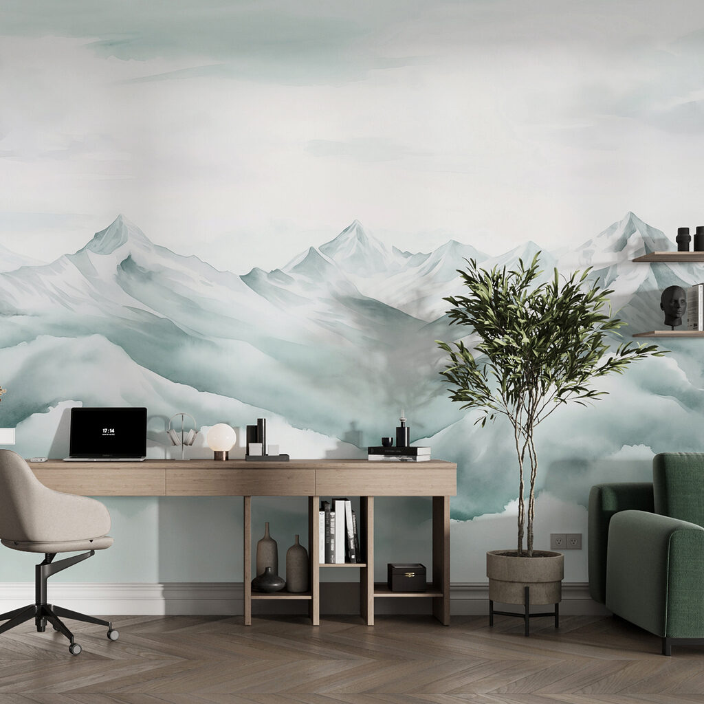 Mountain range with clouds