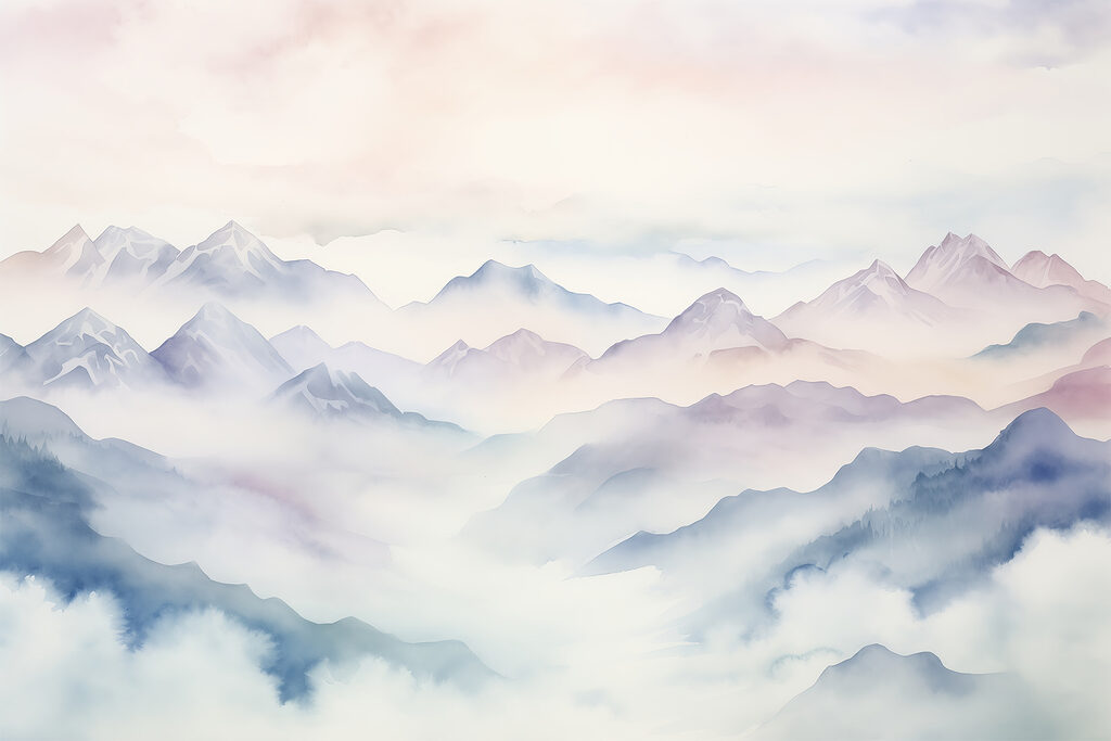 Pintura de montañas y nubes Pintura de montañas y nubes