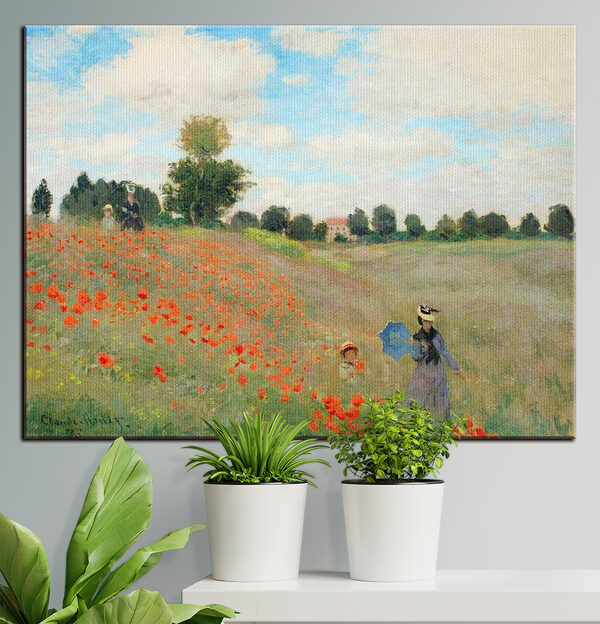 Cuadro en el que se ve a unas personas paseando por un campo de flores Cuadros Cuadro en el que se ve a unas personas paseando por un campo de flores