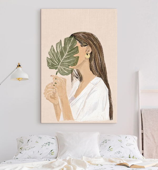 Cuadros Mujer sosteniendo una hoja (SKU: s35800) Cuadros Cuadros Mujer sosteniendo una hoja (SKU: s35800)