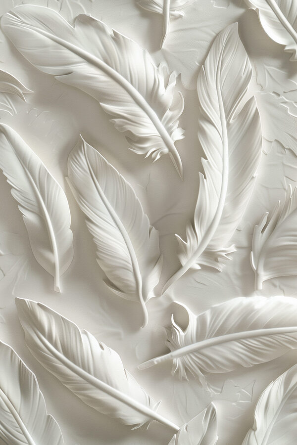 White feather carving on a wall