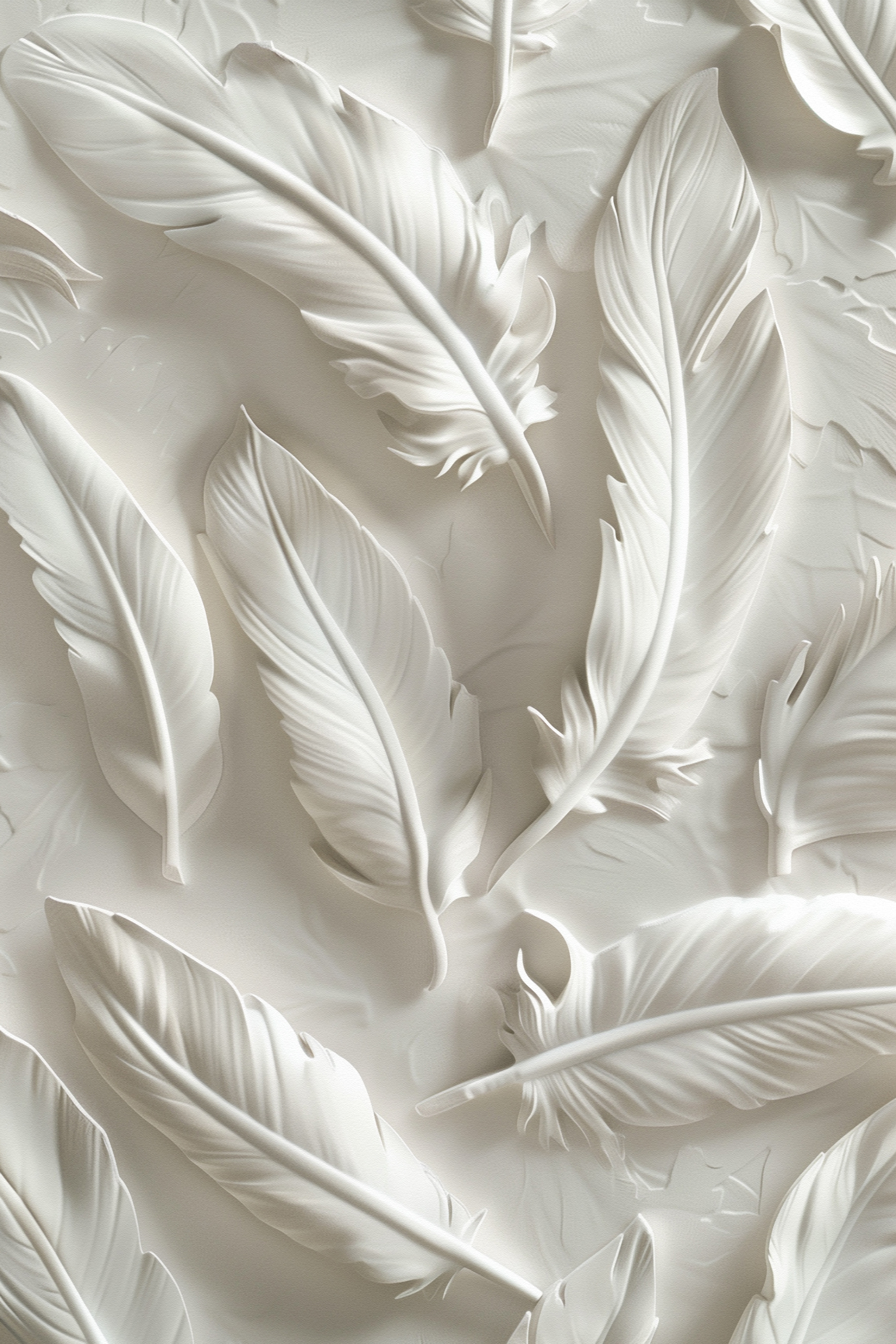 White feather carving on a wall