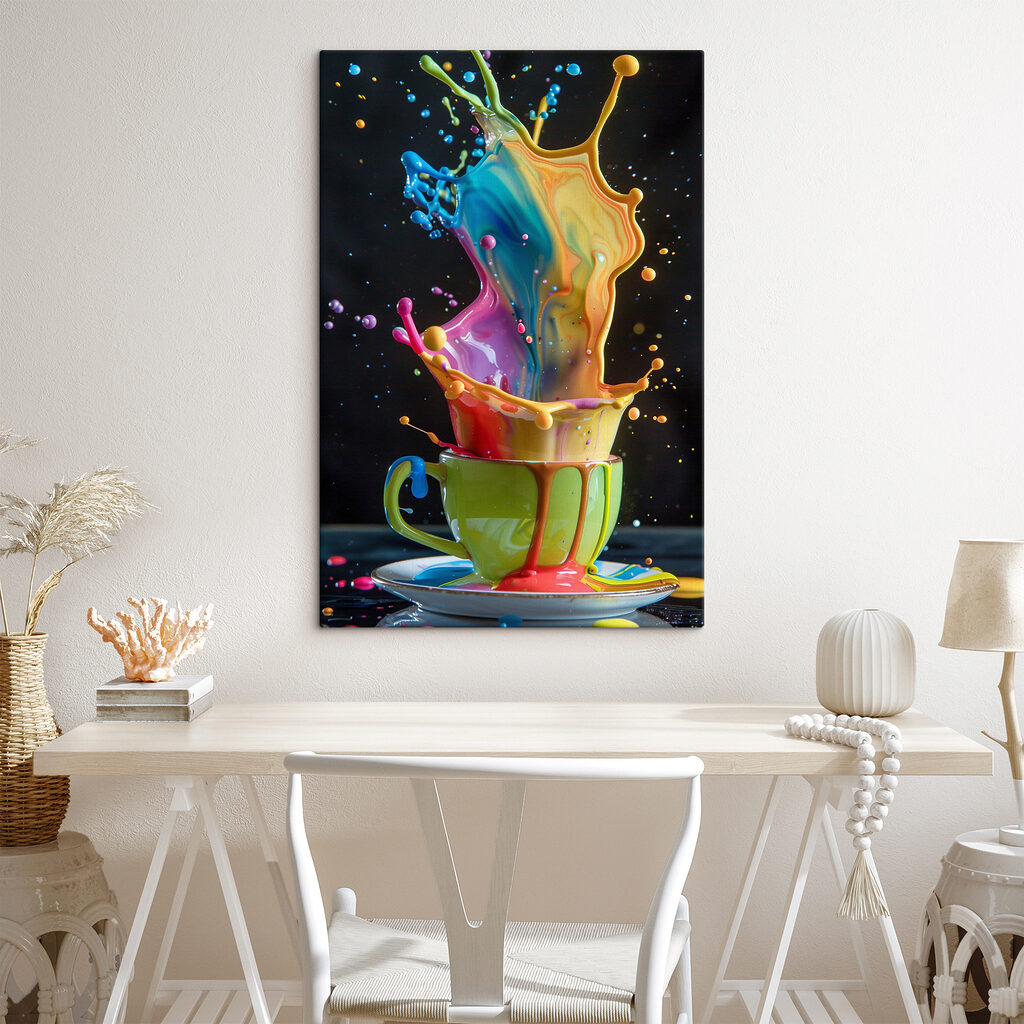 Colorful splashing liquid in a cup Colorful splashing liquid in a cup