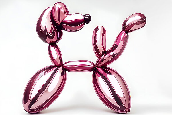 Balloon dog made of pink balloons