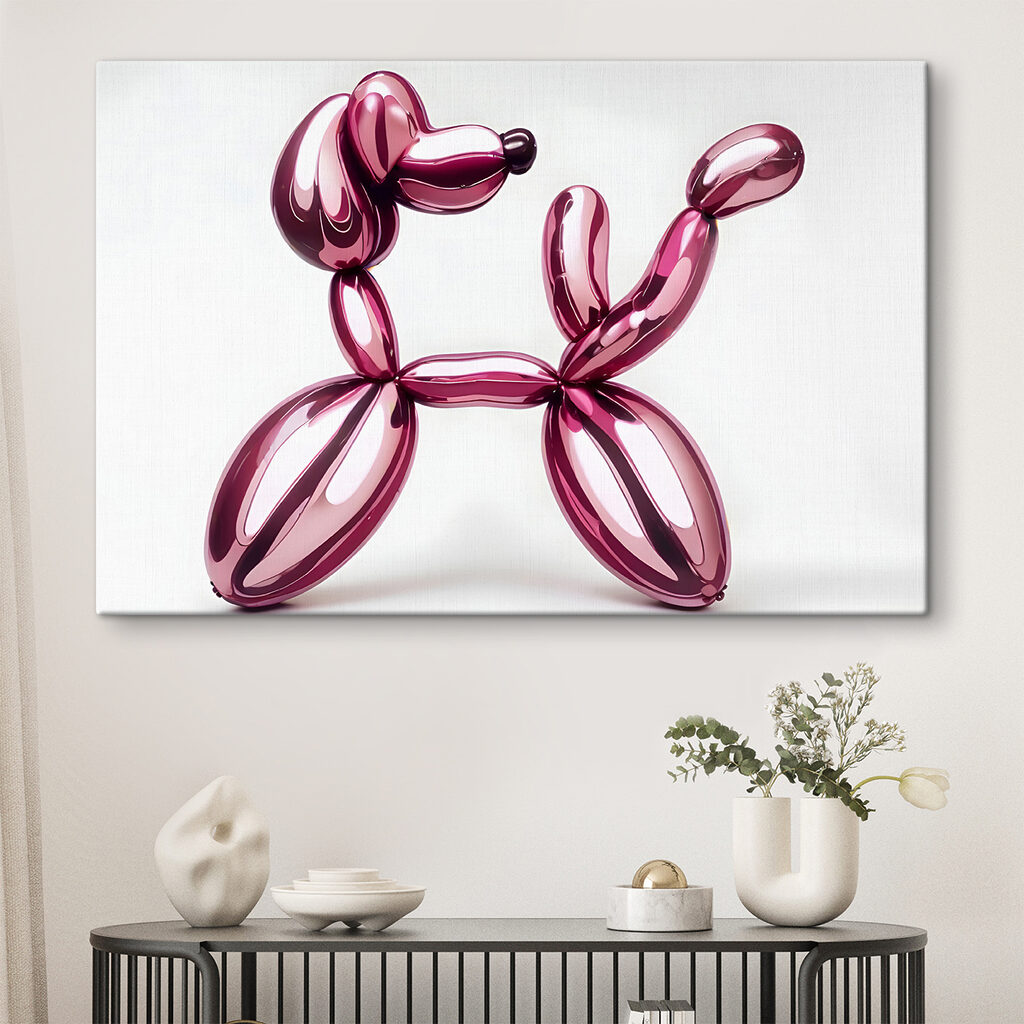 Balloon dog made of pink balloons