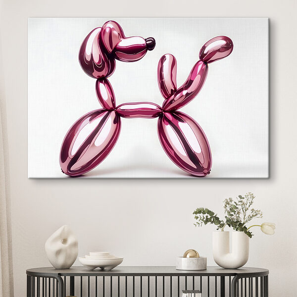 Balloon dog made of pink balloons