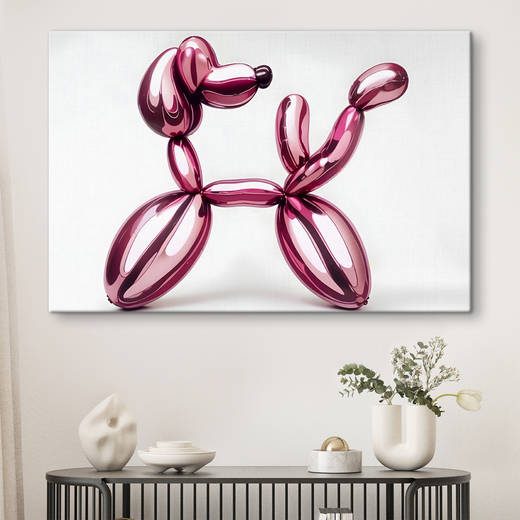 Balloon dog made of pink balloons