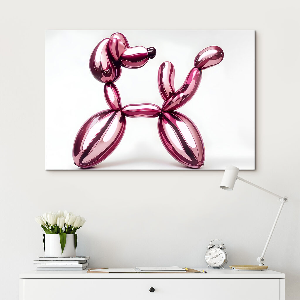 Balloon dog made of pink balloons