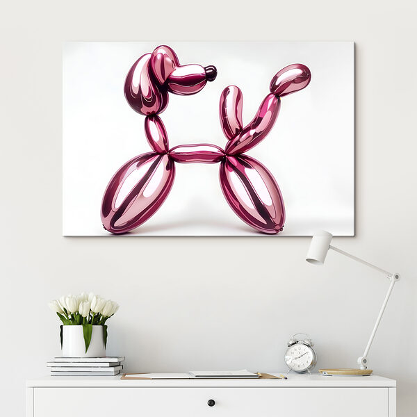 Balloon dog made of pink balloons