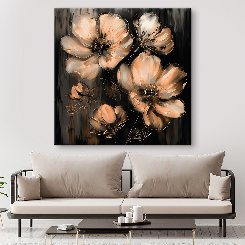 Painting of flowers on a black background