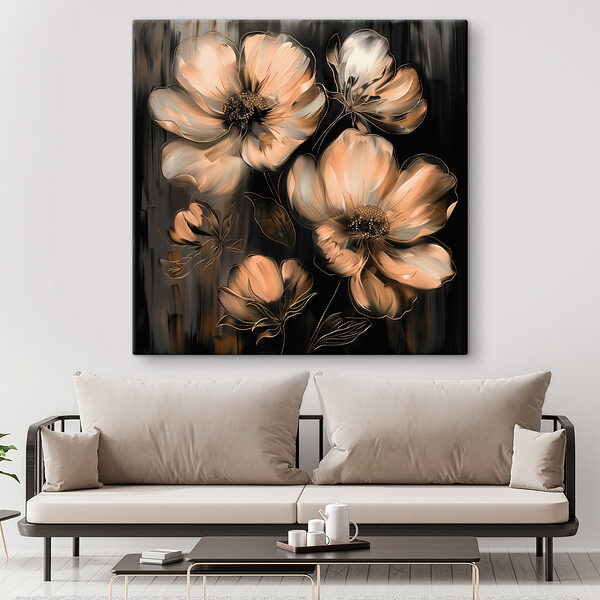 Cuadros Cuadros Cuadro de flores sobre fondo negro (SKU: s39446)