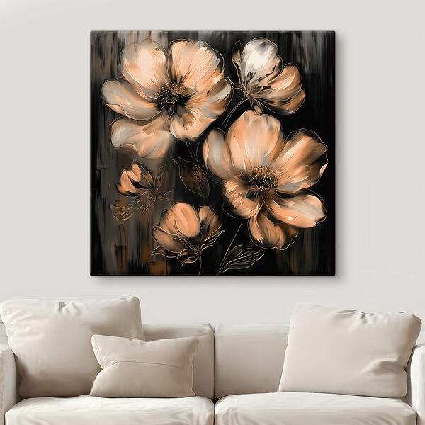 Painting of flowers on a black background