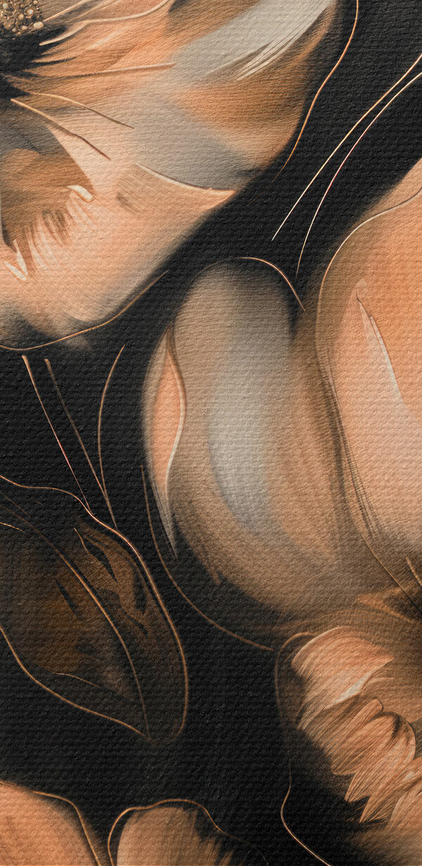 Painting of flowers on a black background