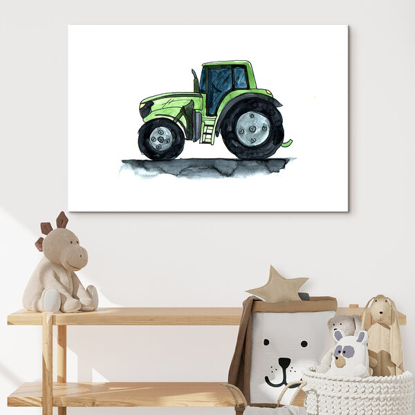 Cuadros Tractor verde con ruedas grandes