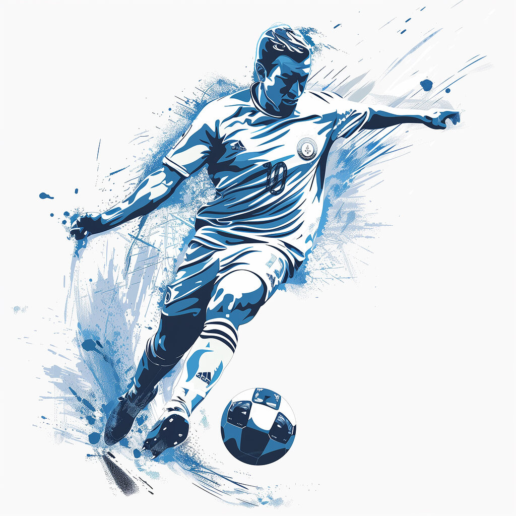 Man kicking a football ball