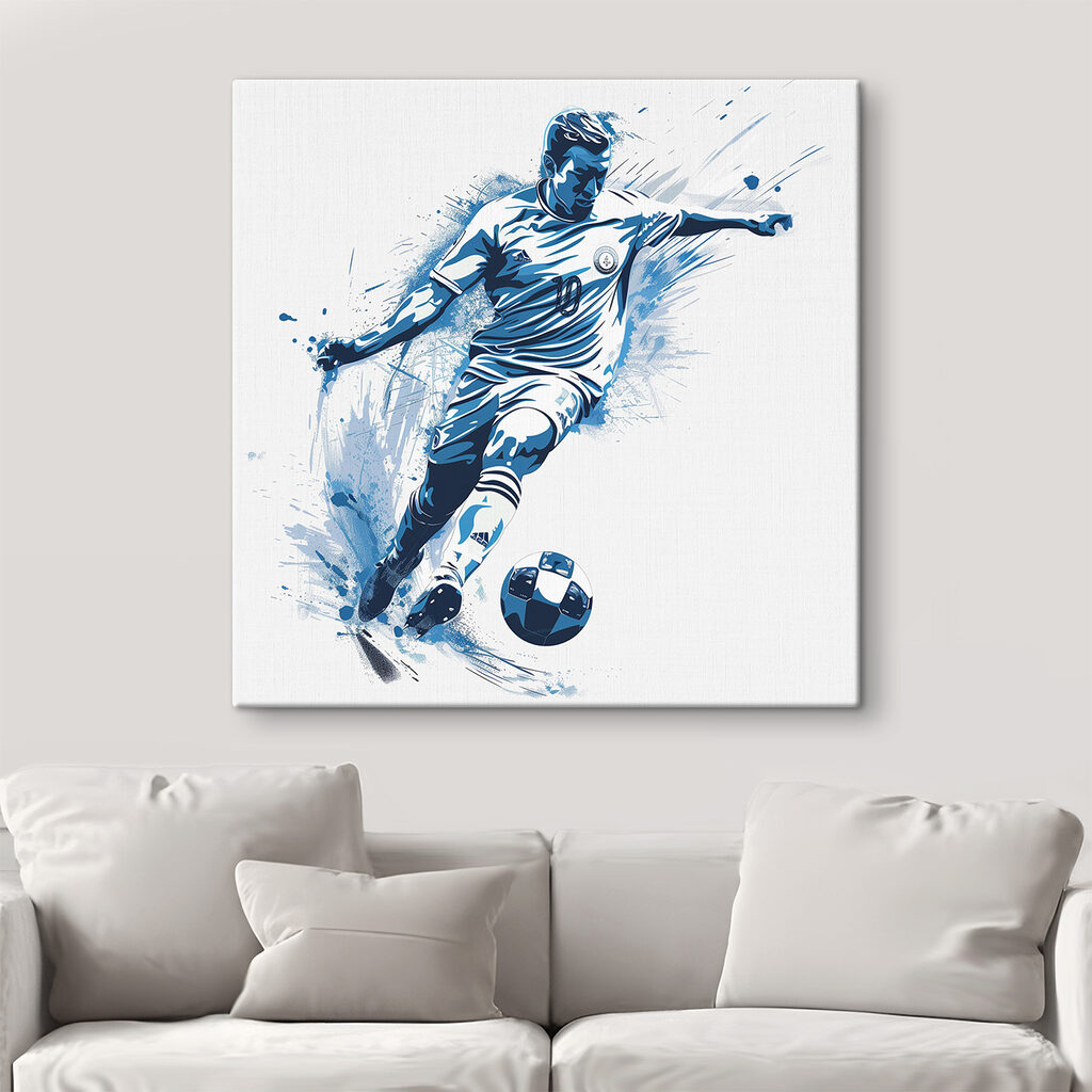 Man kicking a football ball