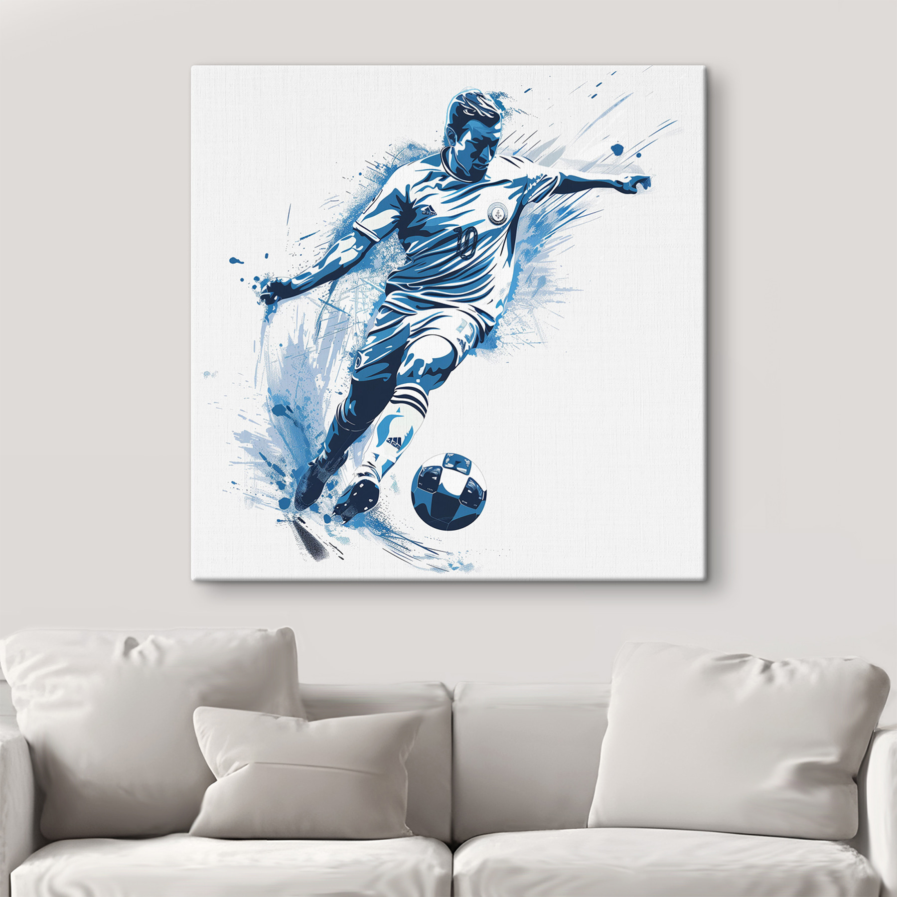Man kicking a football ball