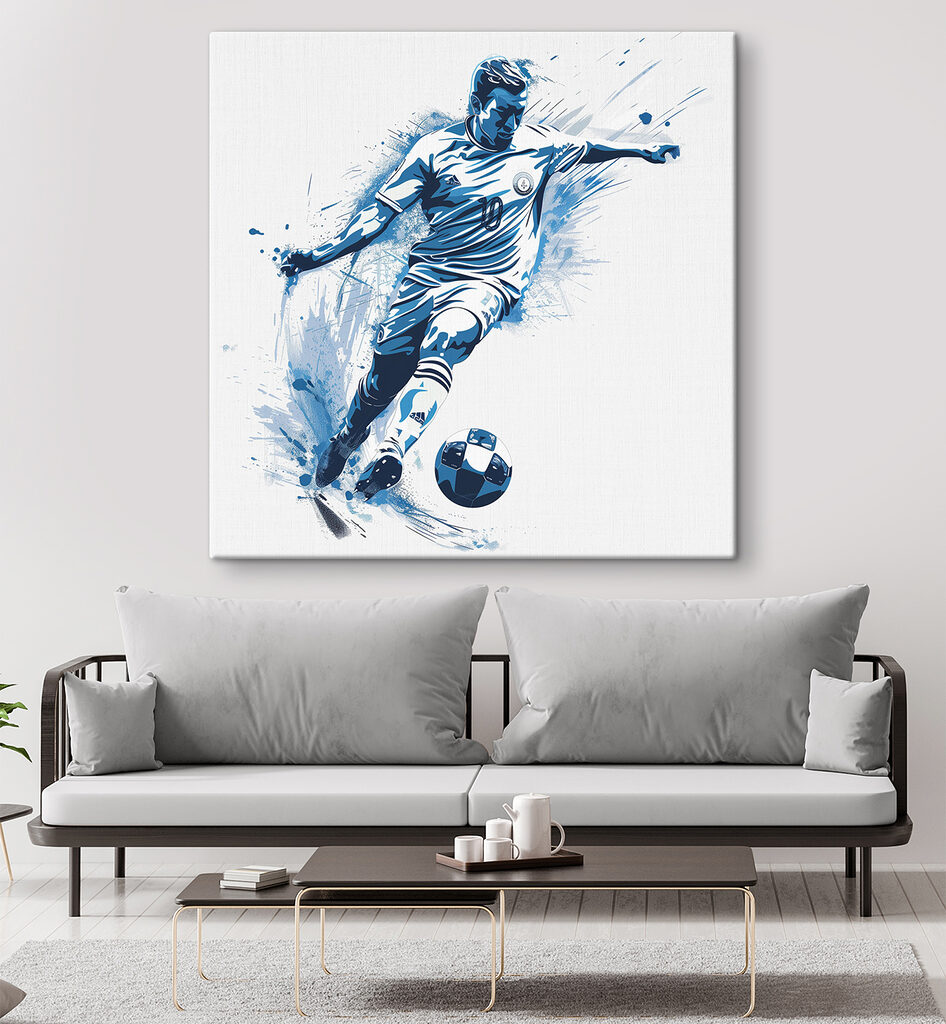 Man kicking a football ball