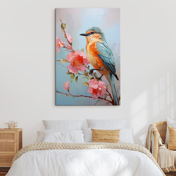 Cuadros Pájaro en una rama con flores (SKU: s40489) Cuadros Cuadros Pájaro en una rama con flores (SKU: s40489)