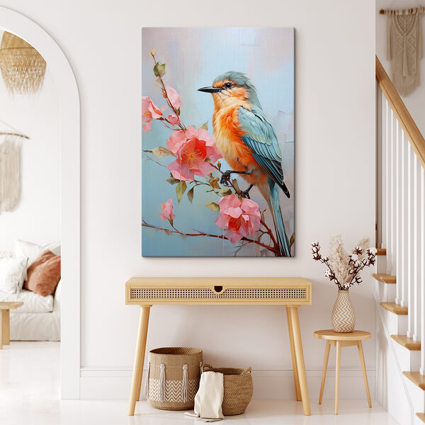 Bird on a branch with flowers Bird on a branch with flowers