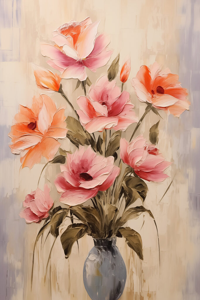 Painting of flowers in a vase