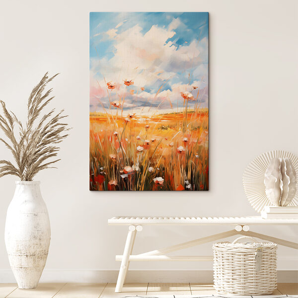 Painting of flowers in a field Painting of flowers in a field