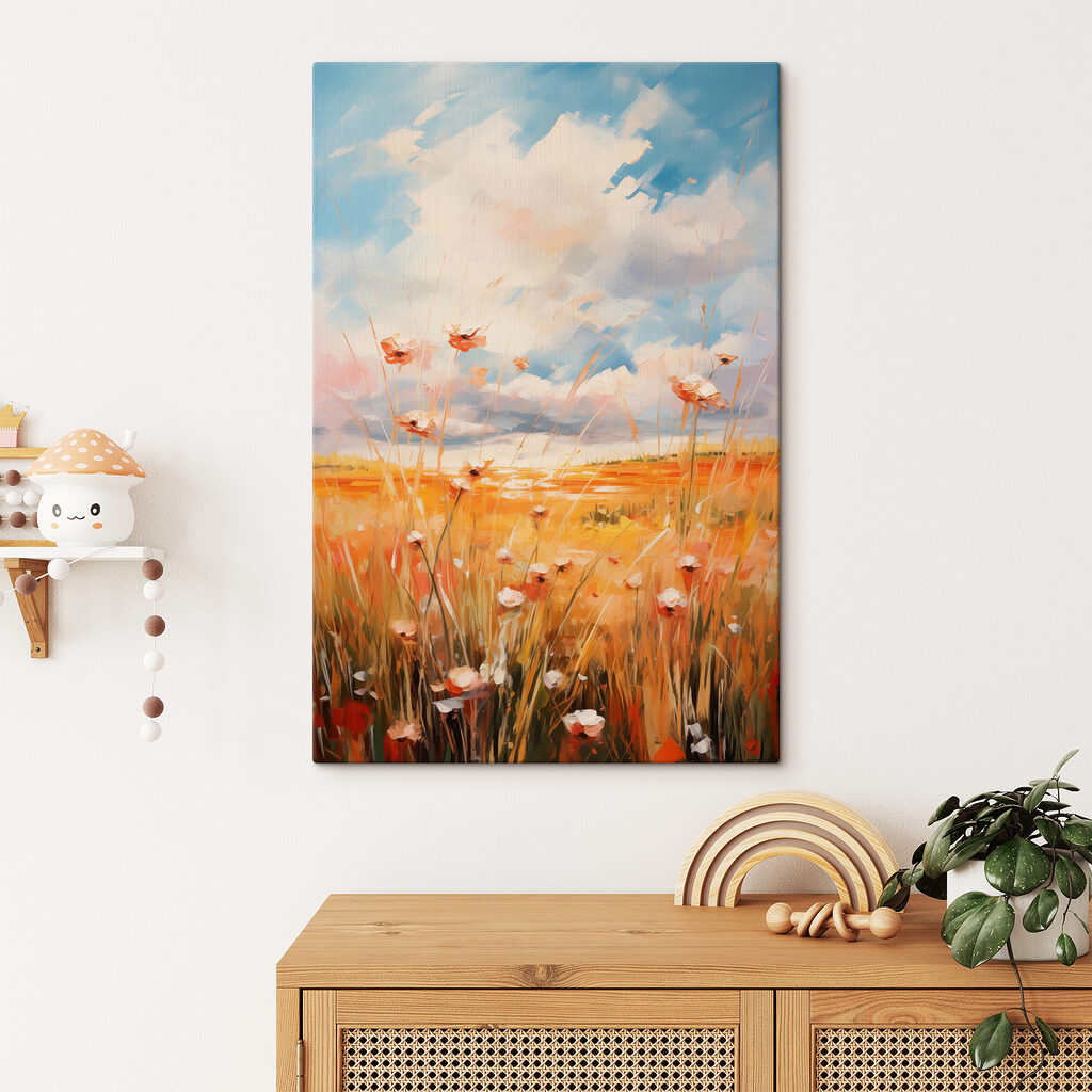 Painting of flowers in a field Painting of flowers in a field