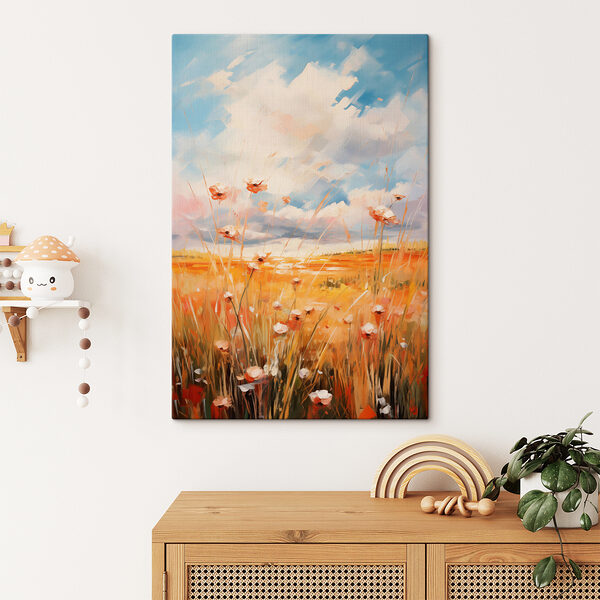 Painting of flowers in a field Painting of flowers in a field