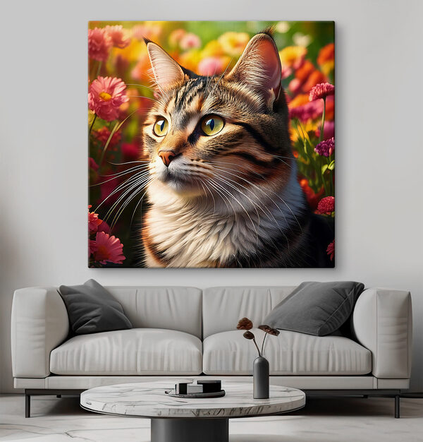 Cat in a garden of flowers Cat in a garden of flowers