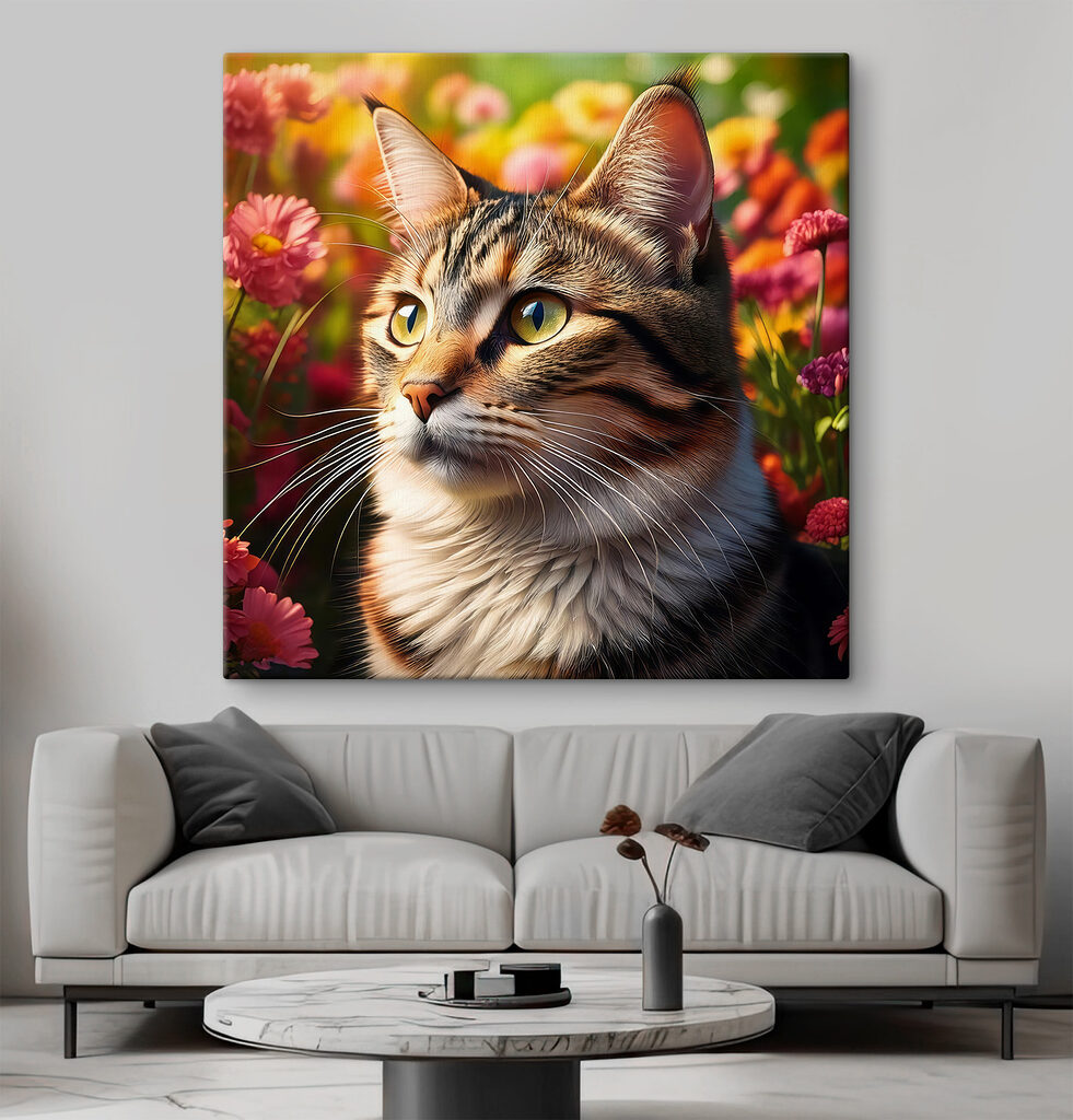 Cat in a garden of flowers Cat in a garden of flowers