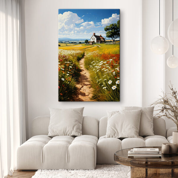 Path through a field of flowers