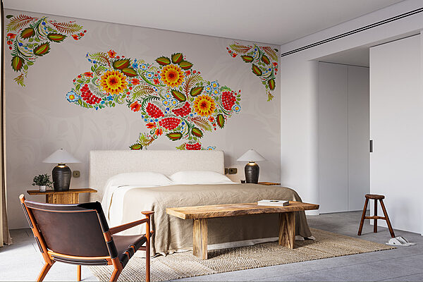 Fotomurales Fotomurales Mapa de ucrania con flores (SKU: w01149)