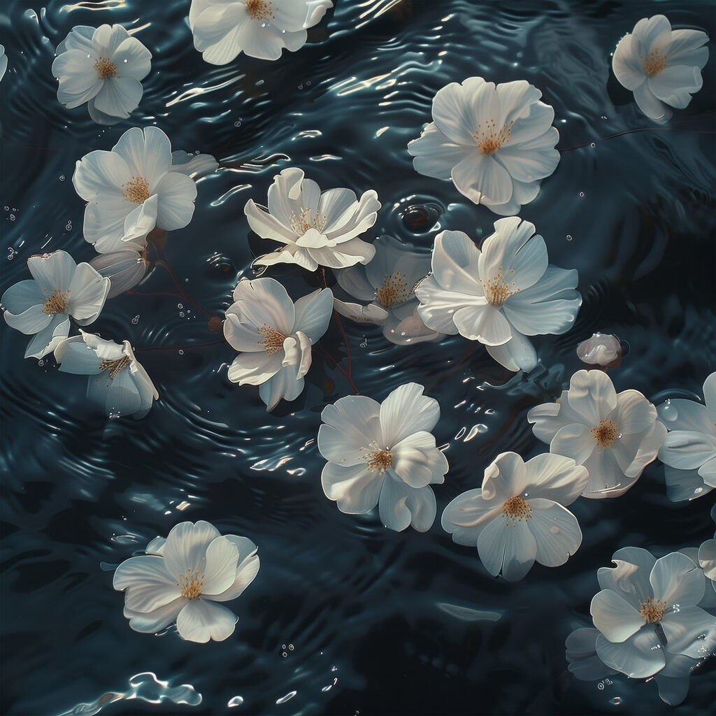 White flowers floating in water