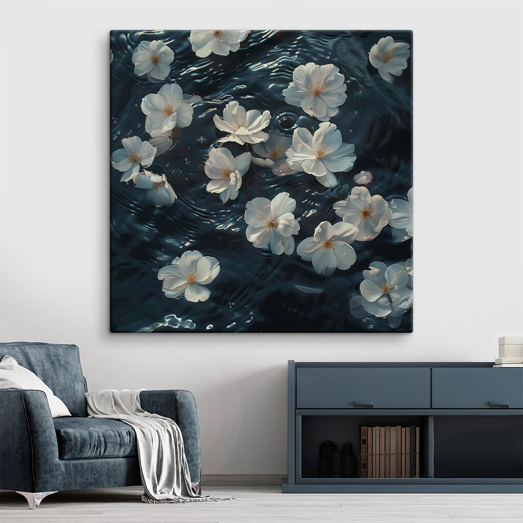 White flowers floating in water