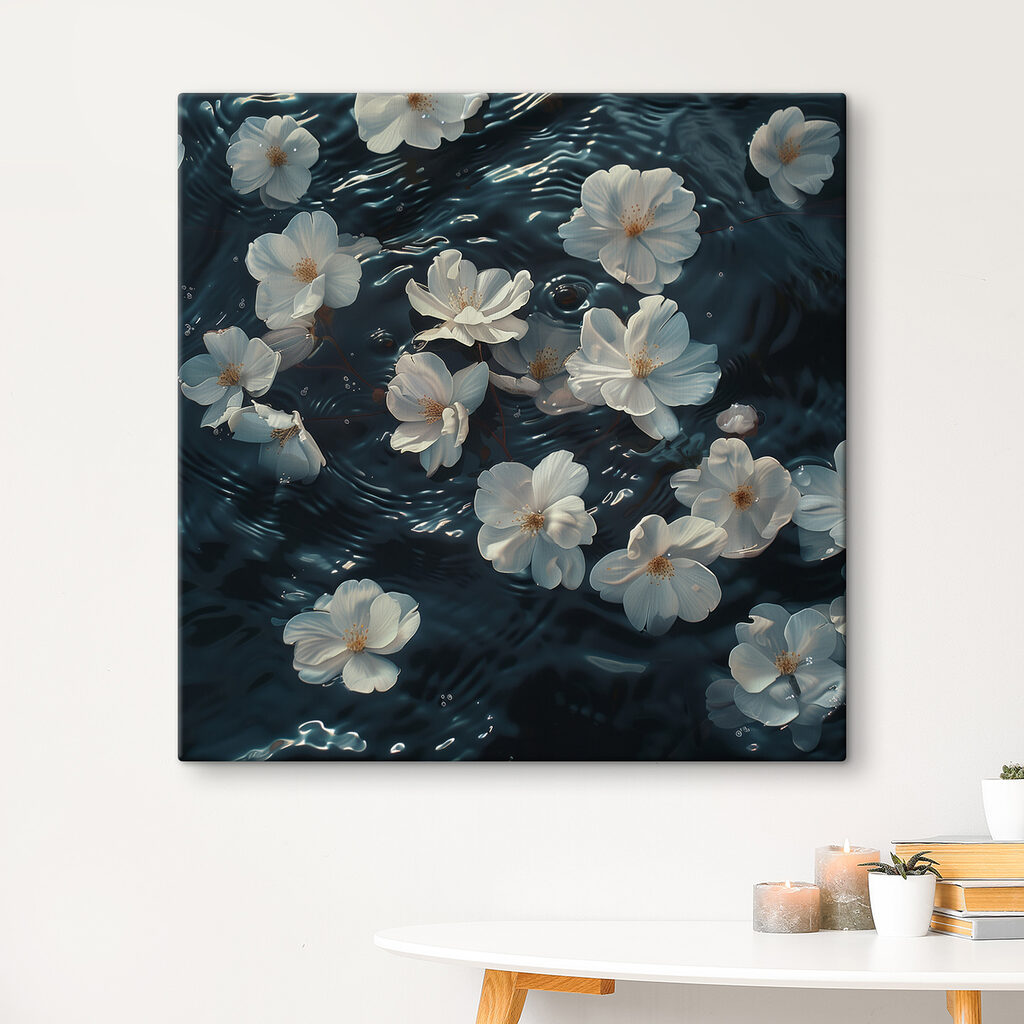 White flowers floating in water