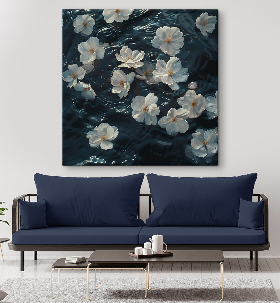 White flowers floating in water