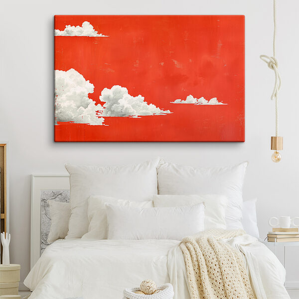 Cuadros Nubes blancas sobre un fondo rojo (SKU: s40974) Cuadros Cuadros Nubes blancas sobre un fondo rojo (SKU: s40974)