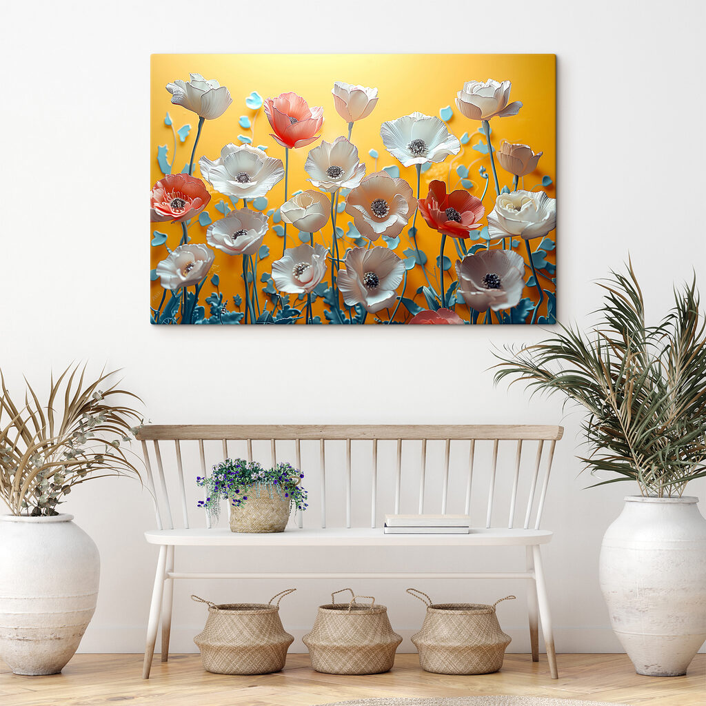 Group of flowers on a yellow background Group of flowers on a yellow background
