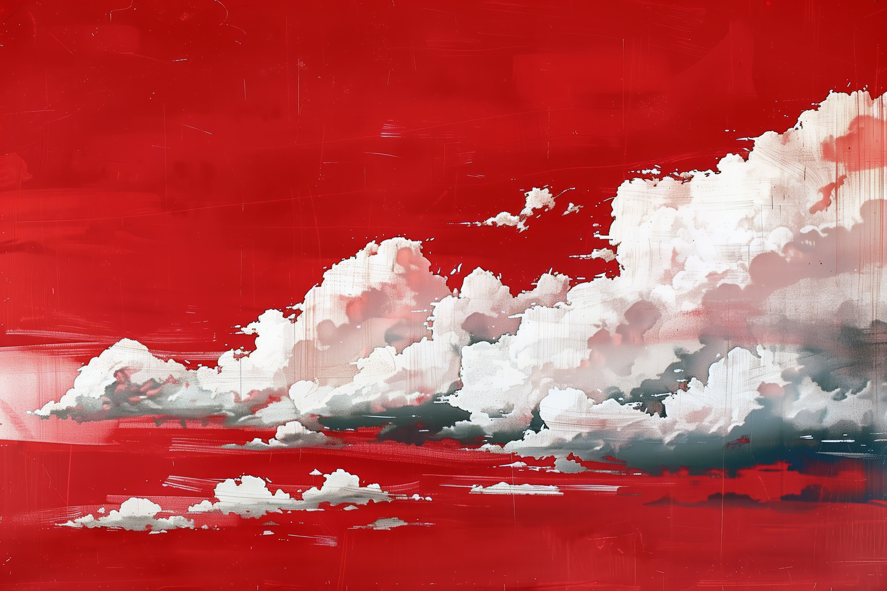 Red sky with clouds