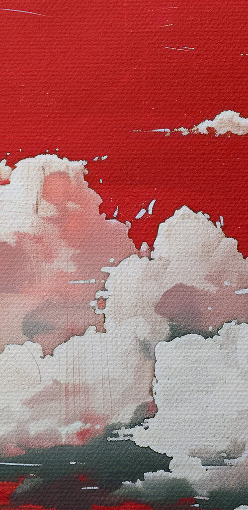 Red sky with clouds