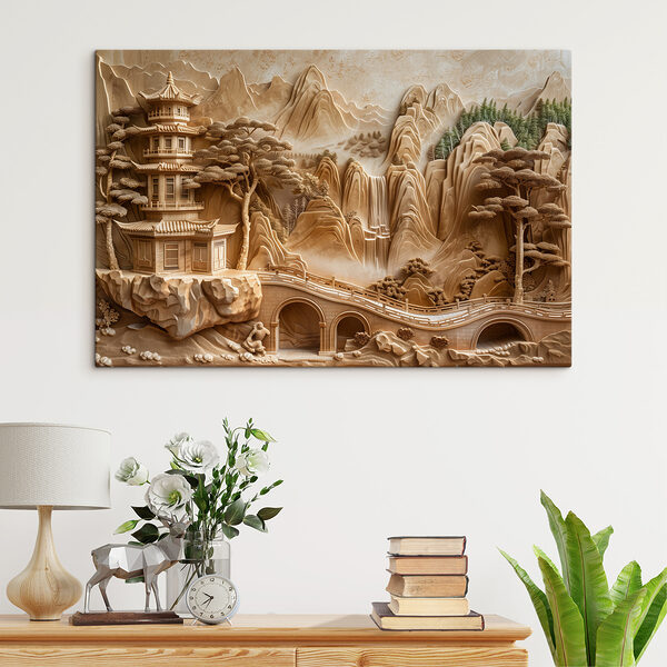 Sculpture of a bridge and a building