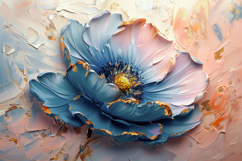 Blue petals adorn the canvas Blue petals adorn the canvas