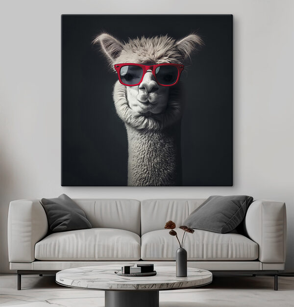 Cuadros Cuadros Una llama con gafas de sol rojas (SKU: s40996)