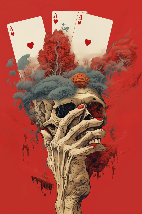 Skull with a hand covering its face Skull with a hand covering its face